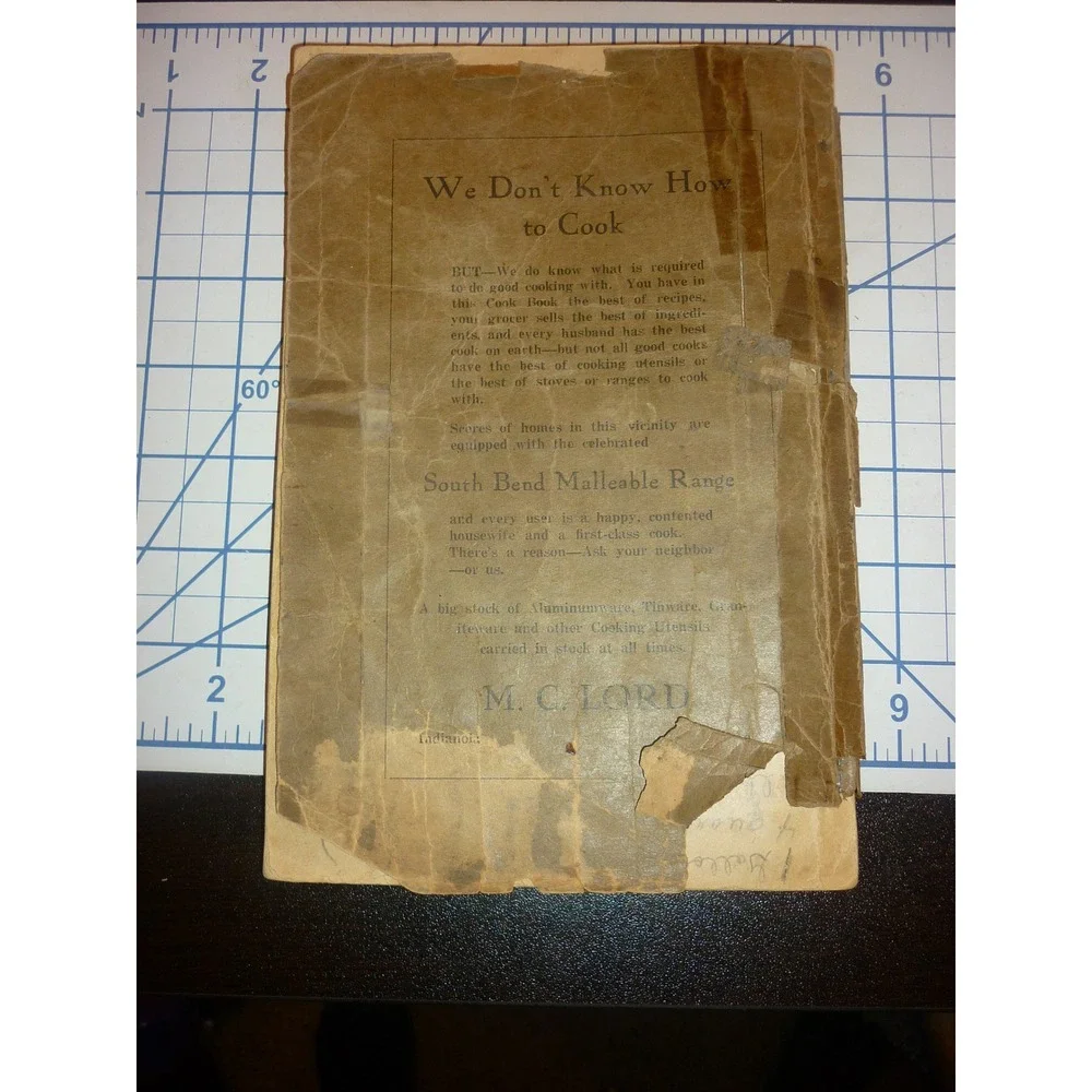 Antique Indianola Nebraska Cook Book Ladies Aid Christian Church  Recipes